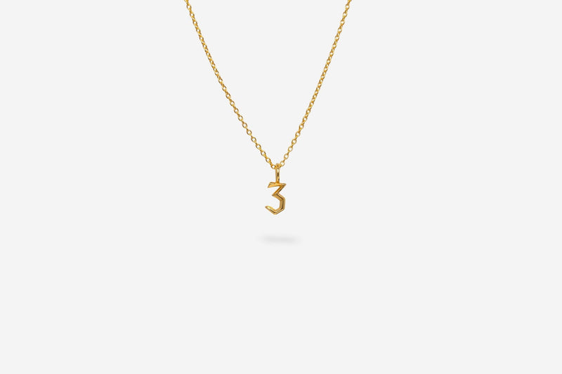IX Lucky Number 3 Pendant Gold Plated