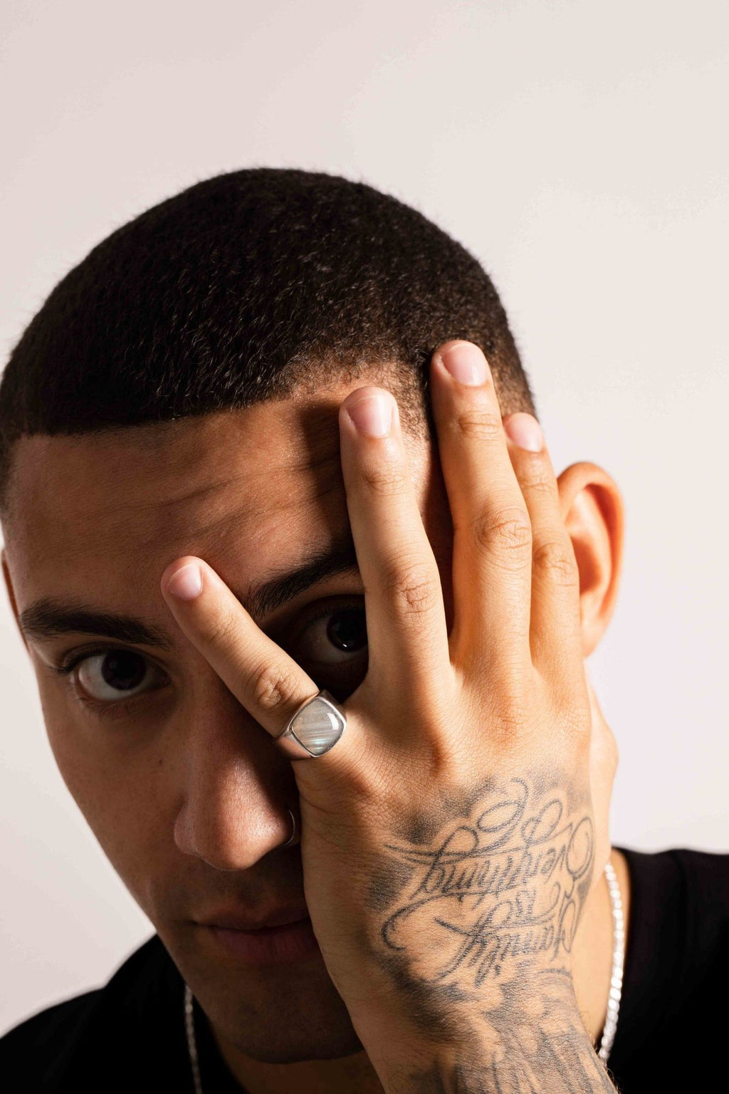 IX Cushion Signet Labradorite Ring