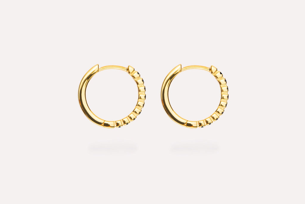 IX Eternity Black Gold Plated Hoops