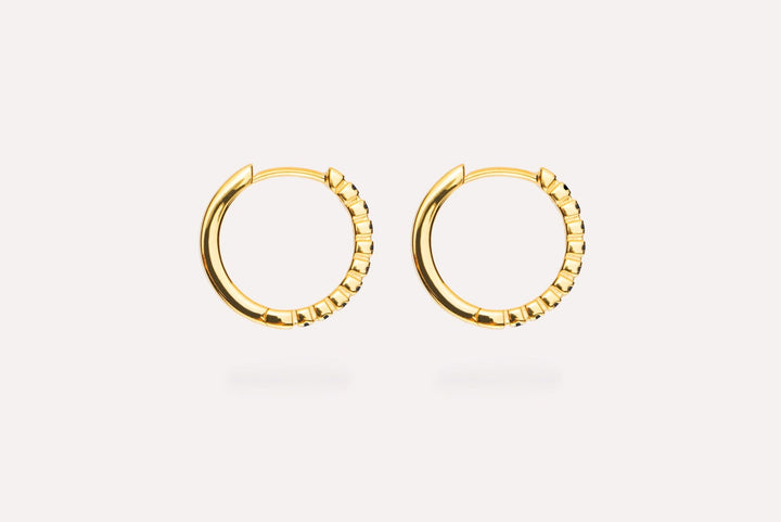 IX Eternity Black Gold Plated Hoops