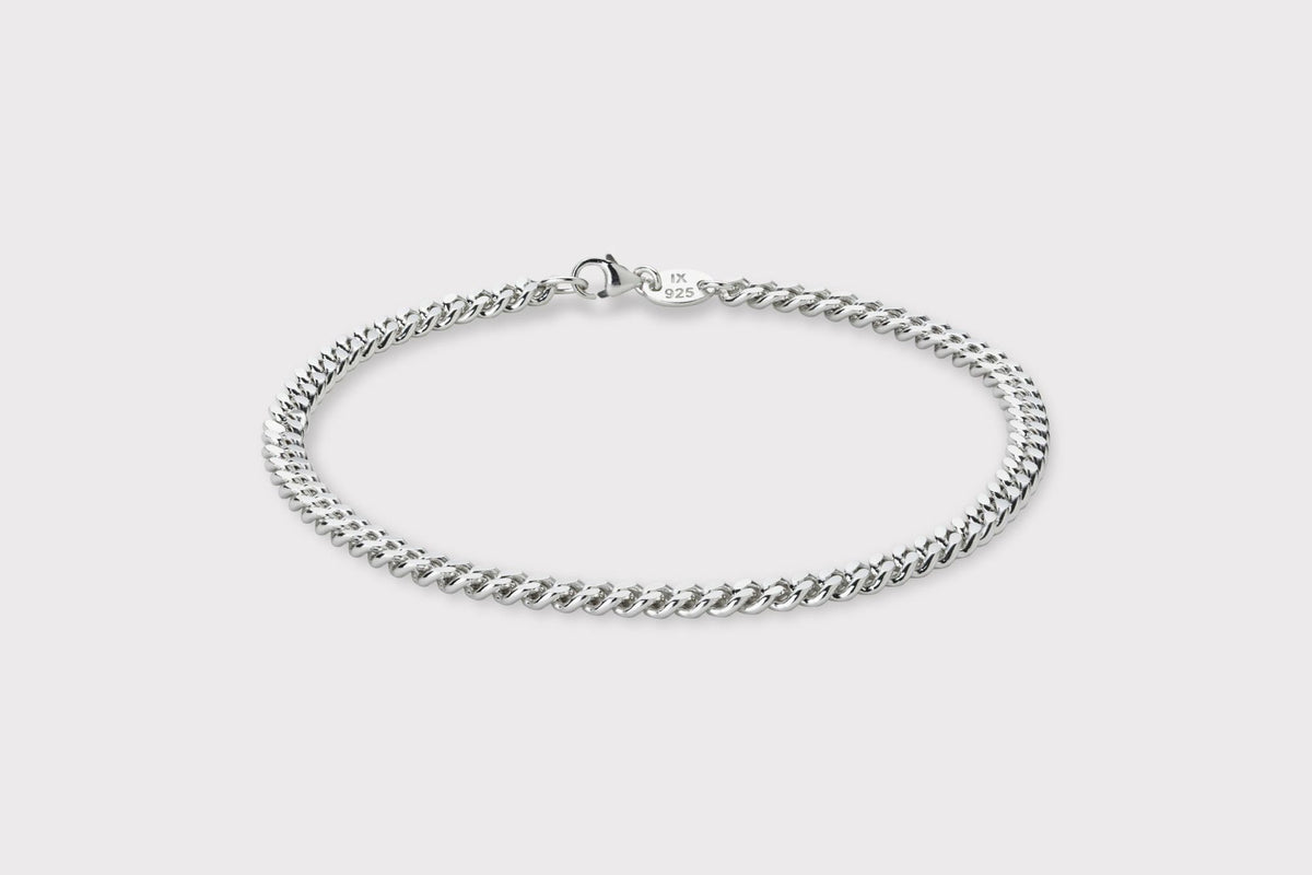 IX Curb Sølv Armbånd