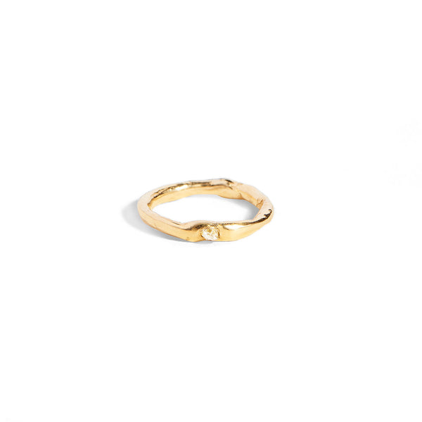 Band 9K Guld Ring m. Ocean Diamant