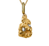 Nugget Ocean 9K Gold Necklace w. Diamonds
