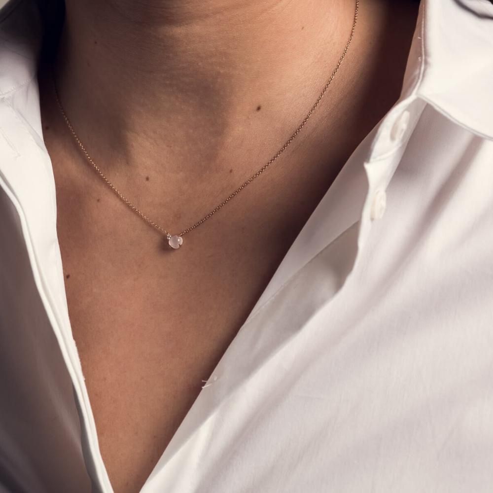 Tiny Cloud 18K Guld eller Rosaguld Halskæde m. Tsavorit & Diamant