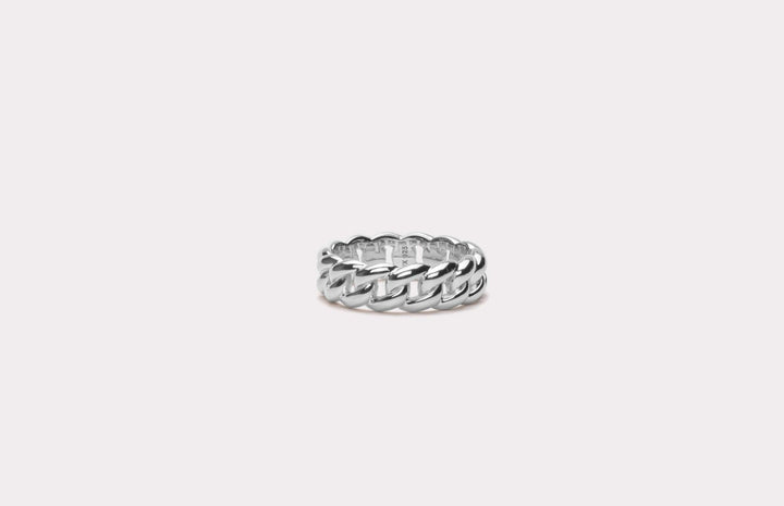 IX Polished Curb Silber Ring