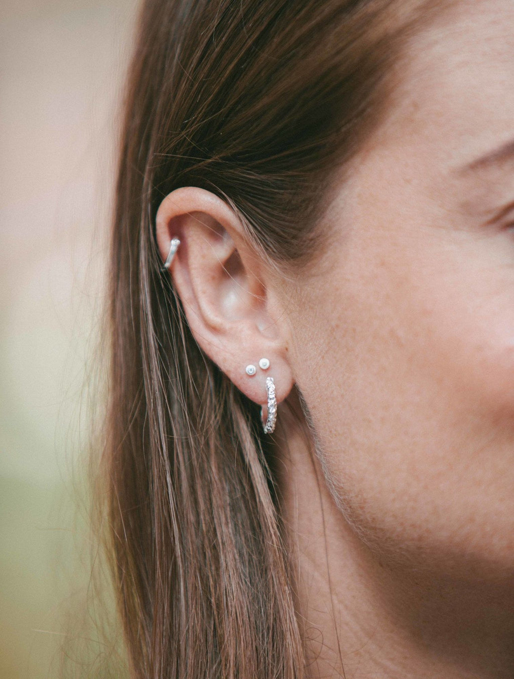 IX Mini Crunchy Edge Silver Hoop