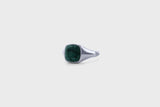 IX Ornate Green Marble Signet Ring Silver