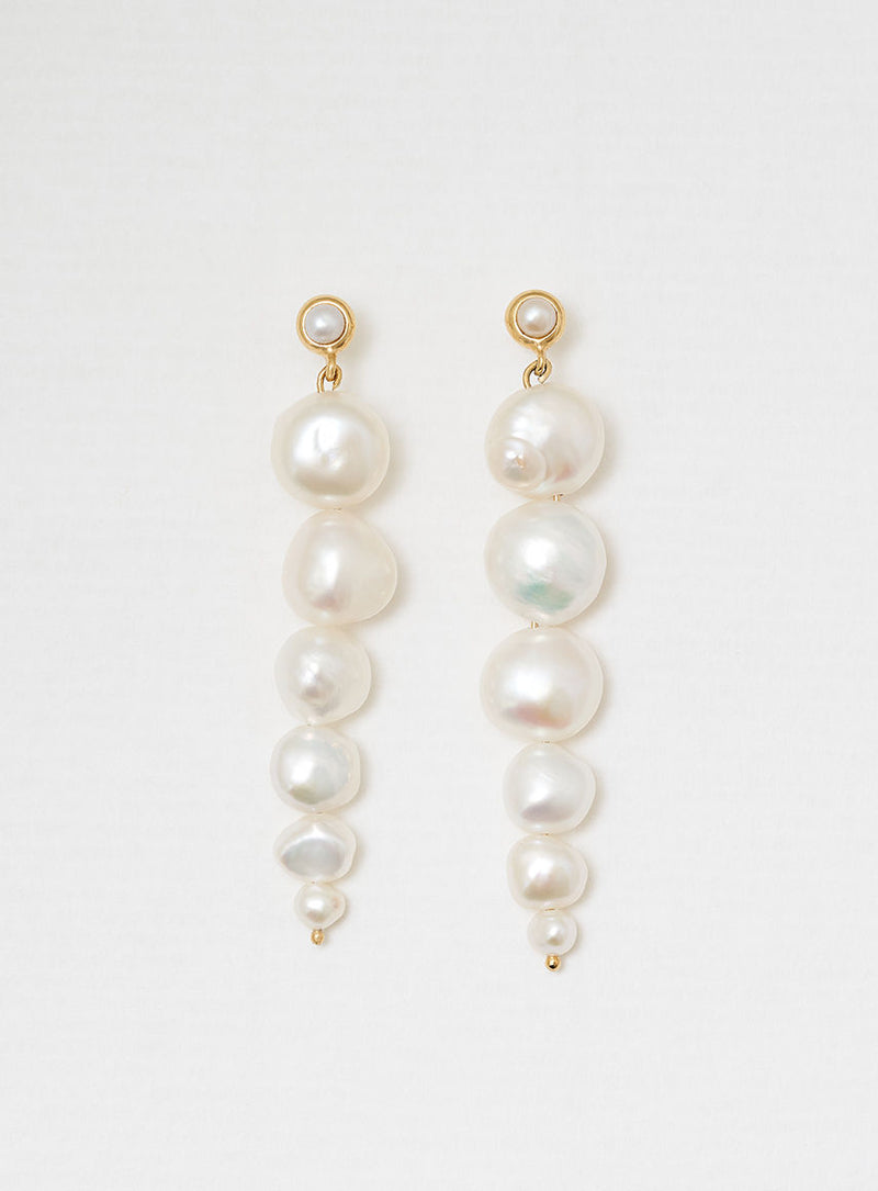 Drop pearl Gold Plated Earring w. Pearls