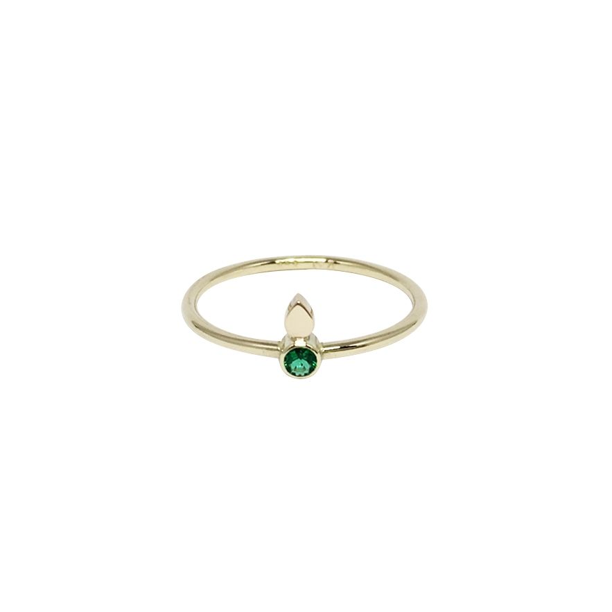 Tears 14K Gold Ring w. Emerald
