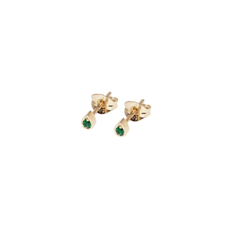 Tiny Tears 14K Gold Earrings w. Emerald