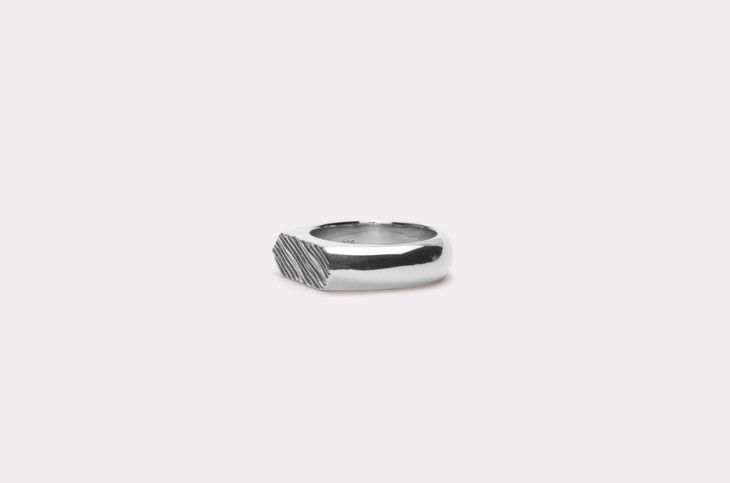 IX Mini Brushed Hexagon Silver Ring
