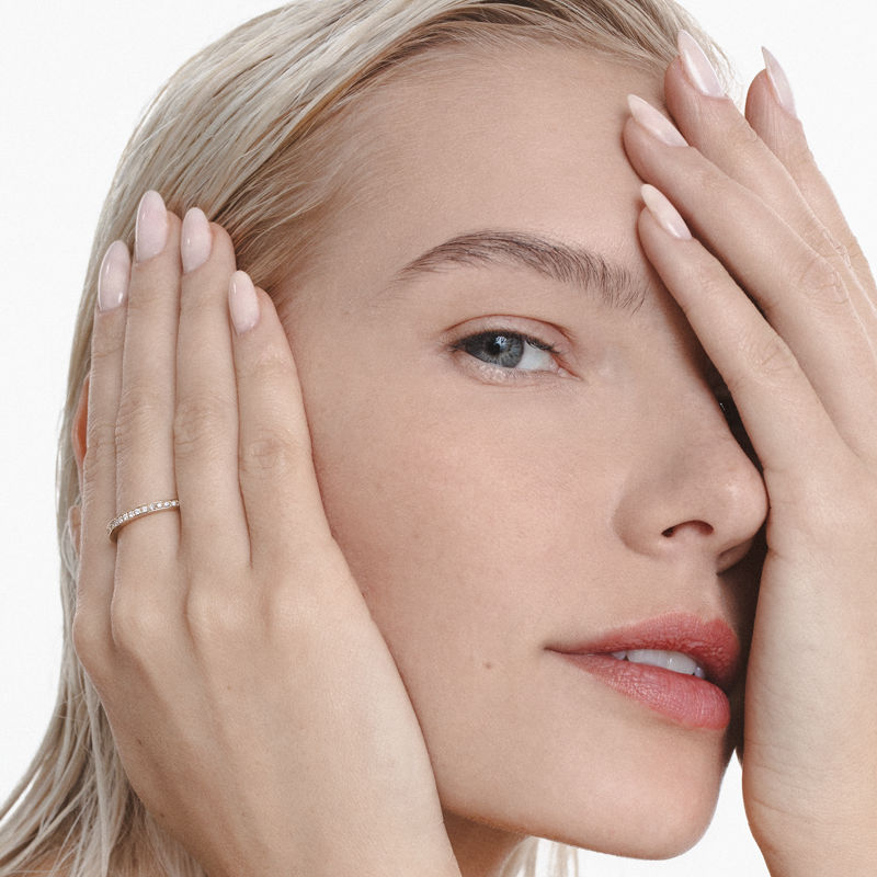 Duo Eternity rounded band 18K Gold Ring w. Lab-Grown Diamonds