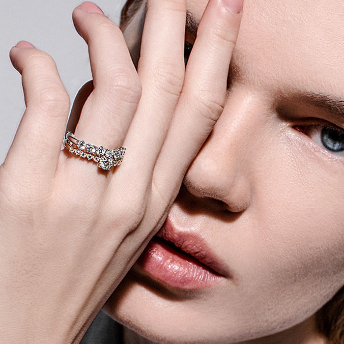 Duo Half Eternity 14K Weißgoldring I Labor-Diamanten