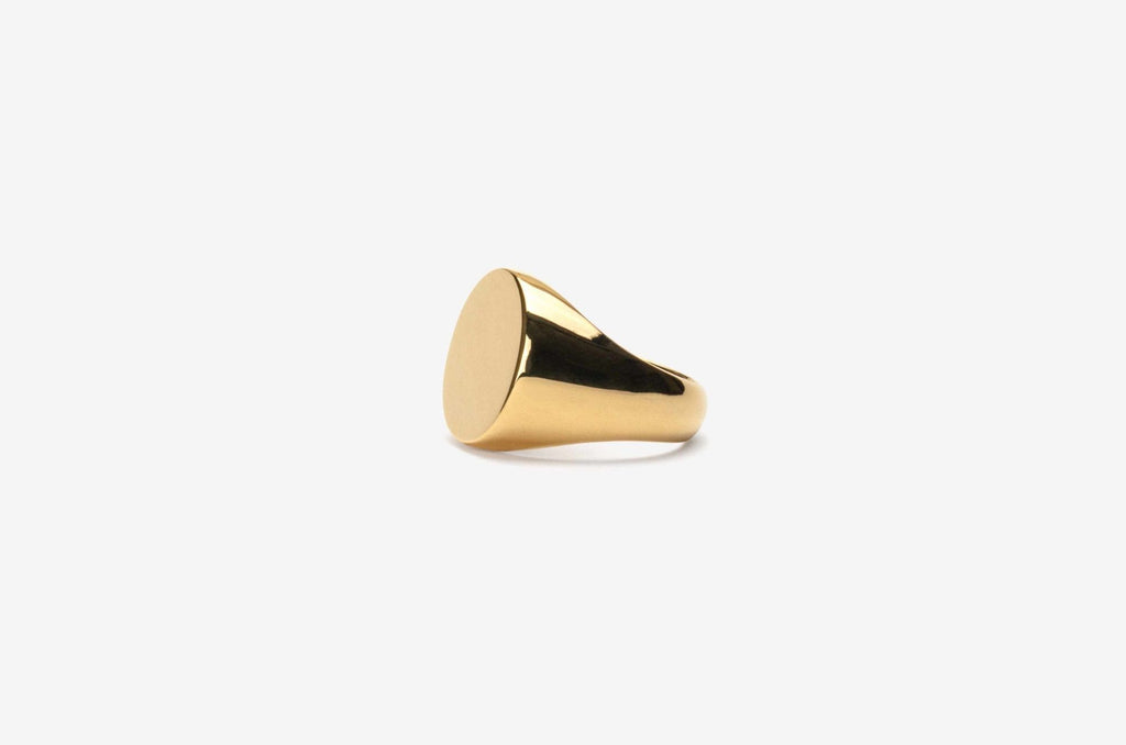 IX Oval Signet Gold Plated Ring
