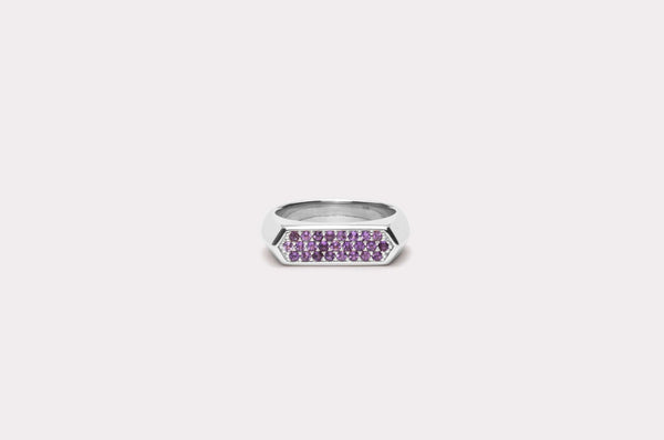 IX Mini Hexagon lilla Ring Sølv