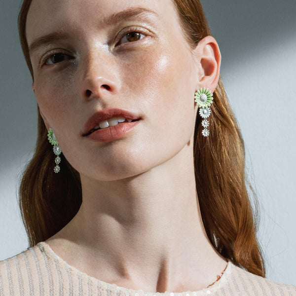Daisy x Stine Goya Silver, Green & Blue Earrings