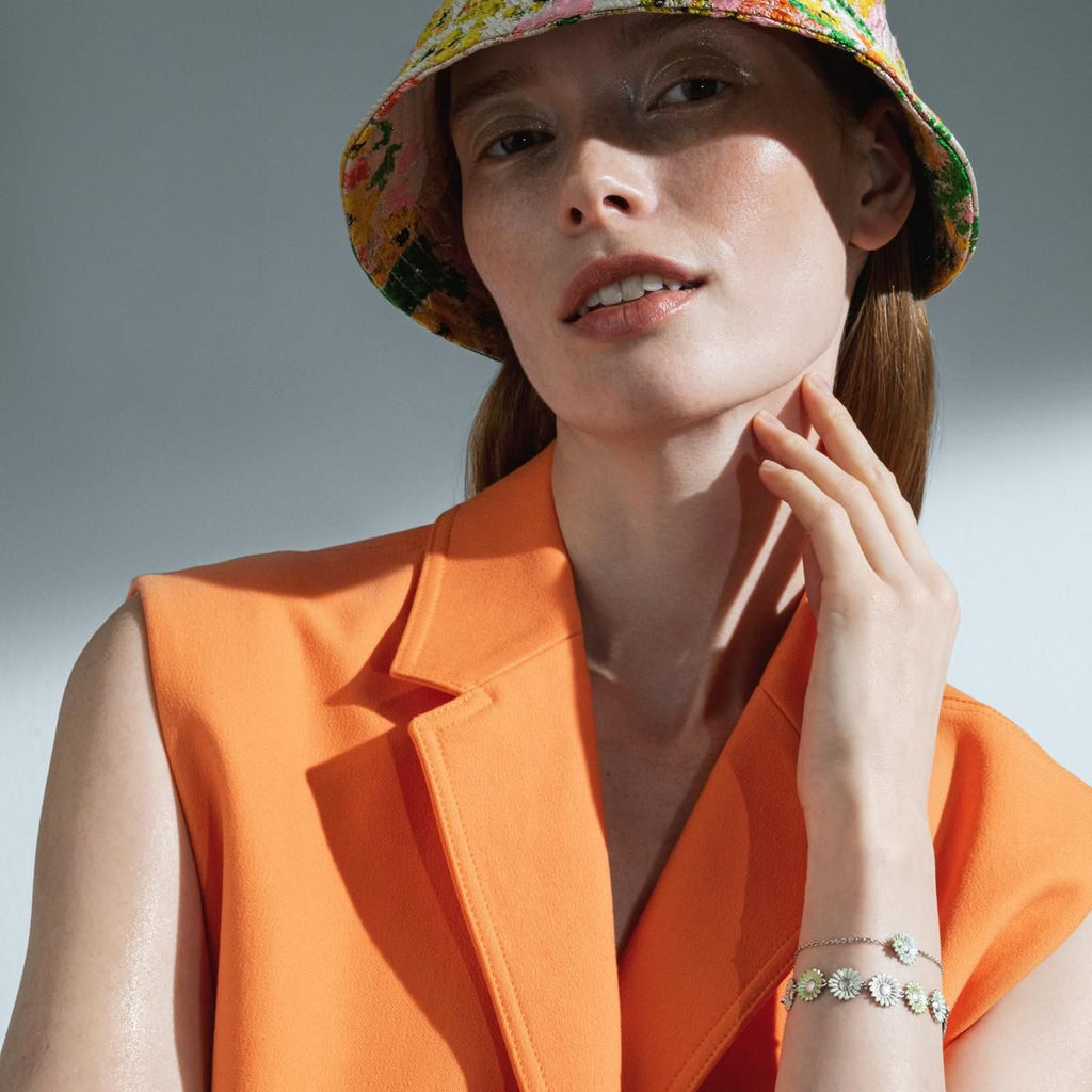 Daisy x Stine Goya Silver, Green & White Bracelet