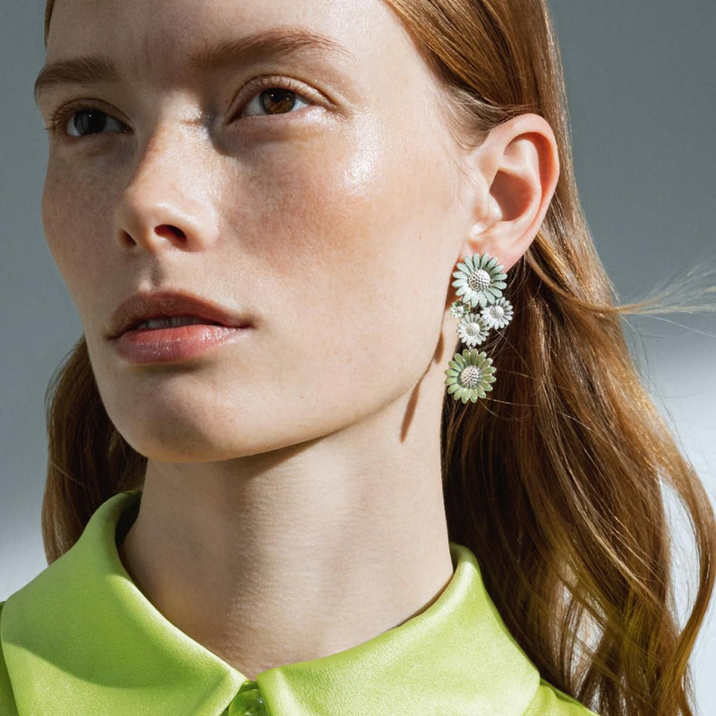 Daisy x Stine Goya Silver, White, Green & Blue Earrings