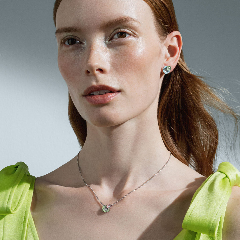 Daisy x Stine Goya Silver, Pink & Green Necklace