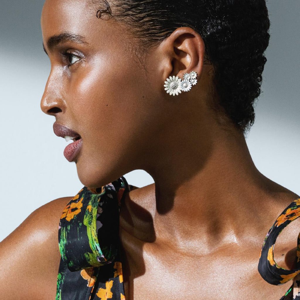 Daisy x Stine Goya Medium Silver & White Ear Cuff