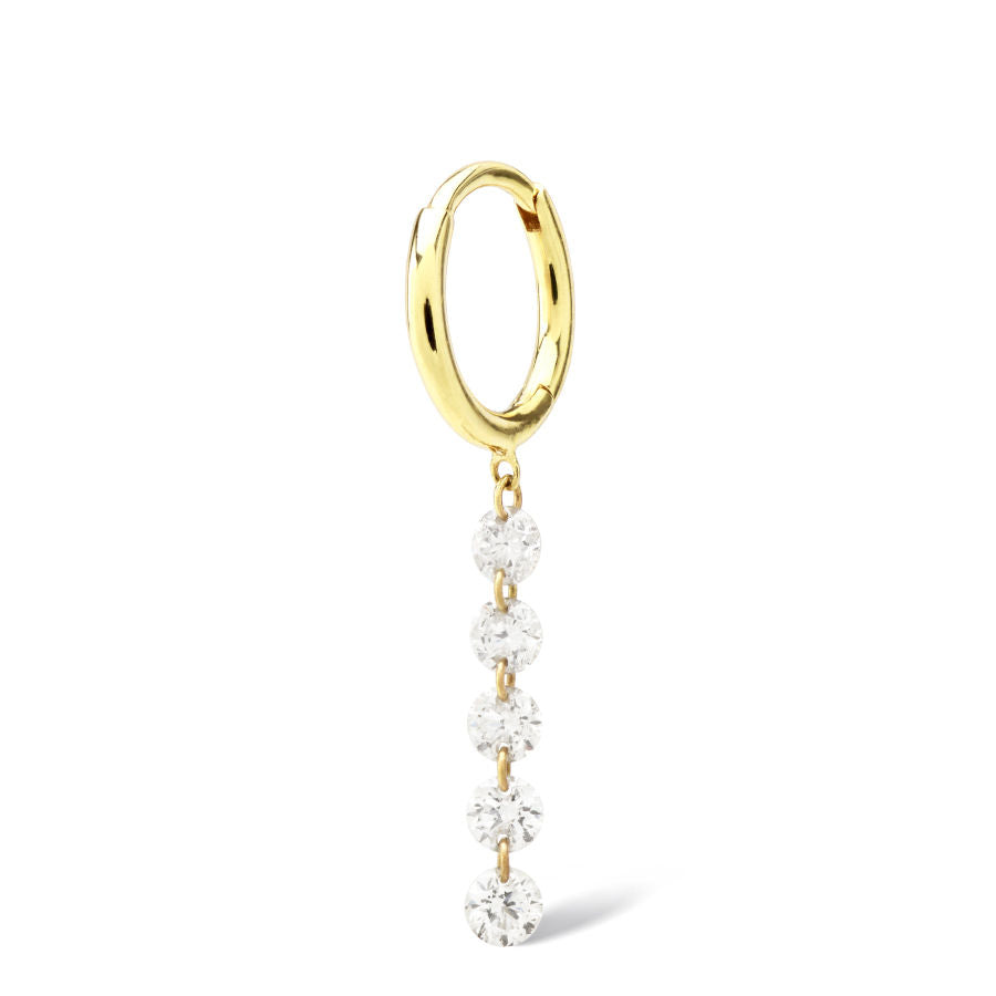 Danaé Hanging 5 Piercing 18K Gold Hoop w. Diamonds
