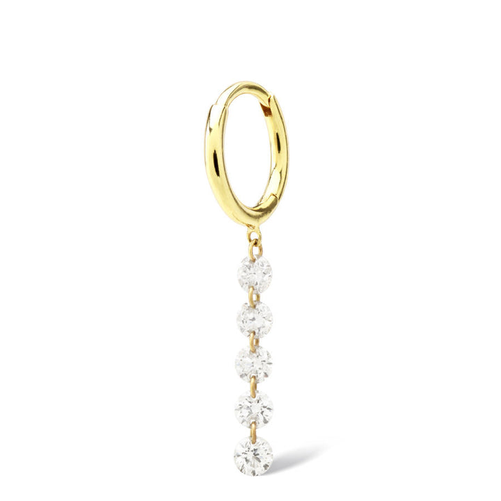 Danaé Hanging 5 Piercing 18K Gold Hoop w. Diamonds