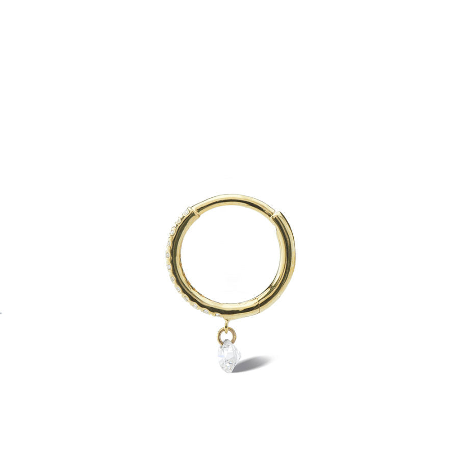 Danaé Piercing Pavé 18K Guld, Hvidguld el. Rosaguld Hoop m. Diamanter
