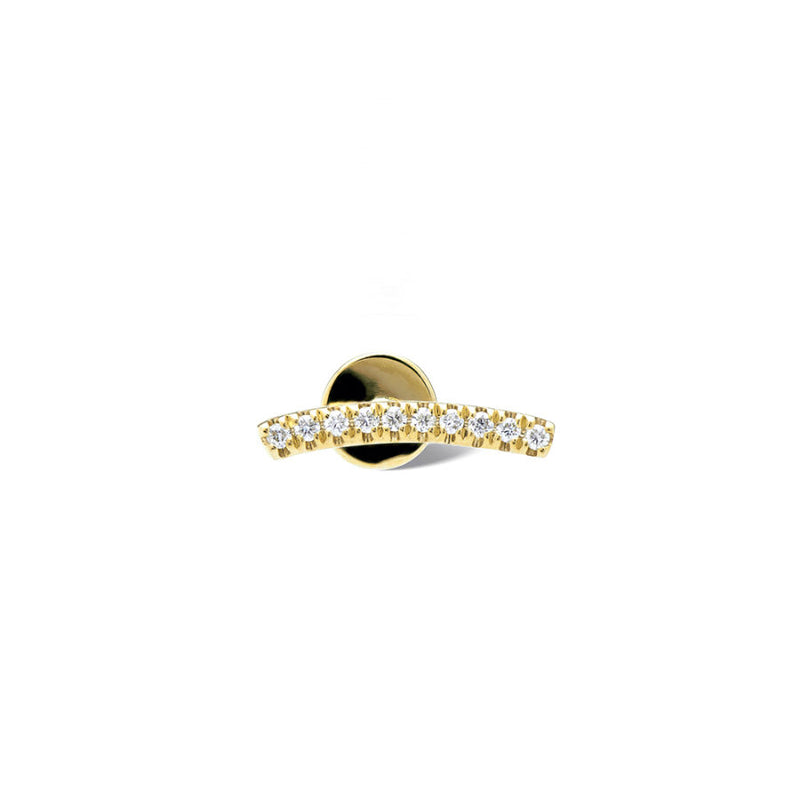 Pavé Curvy Bar Piercing 18K Gold Stud w. Diamonds