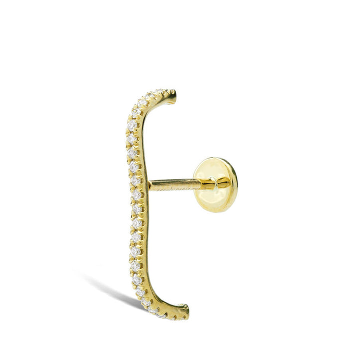 Mini Arc Piercing 18K Gold or Whitegold Stud w. Diamond
