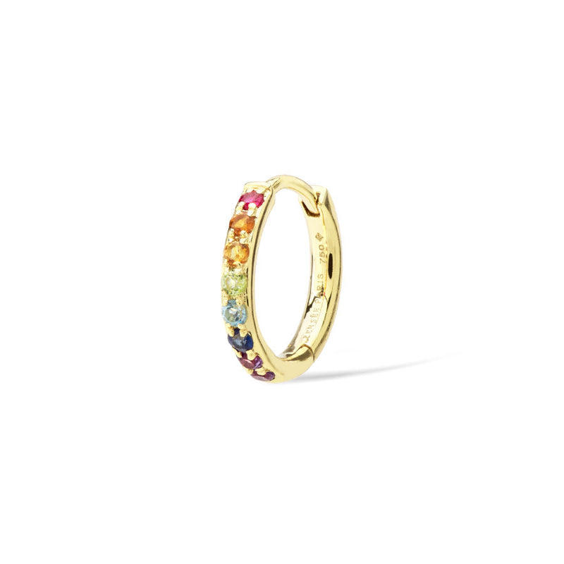 Multicolor Piercing 18K Gold Hoop w. Diamonds