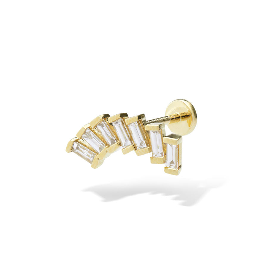 Bar Line Piercing 18K Guld, Hvidguld el. Rosaguld Ørestik m. Diamanter