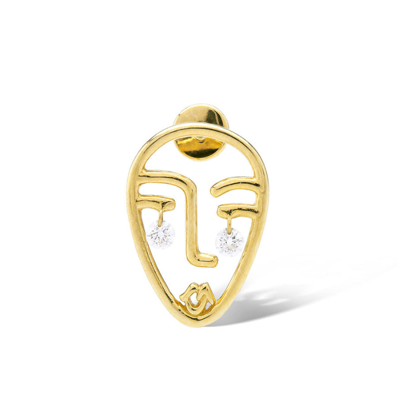 Mini Face Ohrring aus 18K Gold I Diamanten