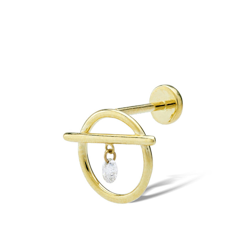Fibule Piercing 18K Gold Earring w. Diamond