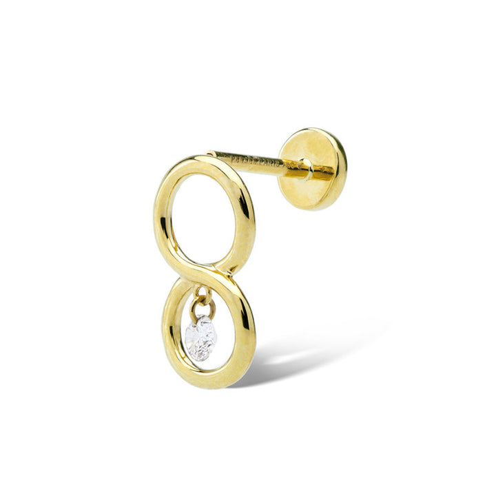 Mini Eight Piercing 18K Gold, Whitegold or Rosegold Earring w. Diamond