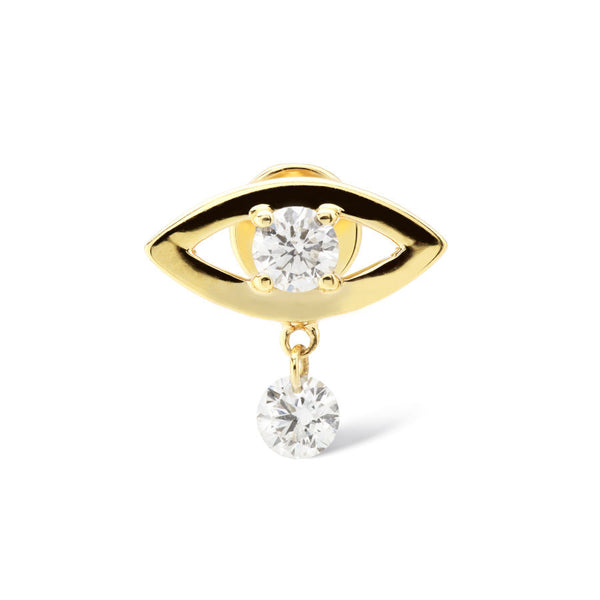 Eye Piercing 18K Gold Stud w. Diamonds