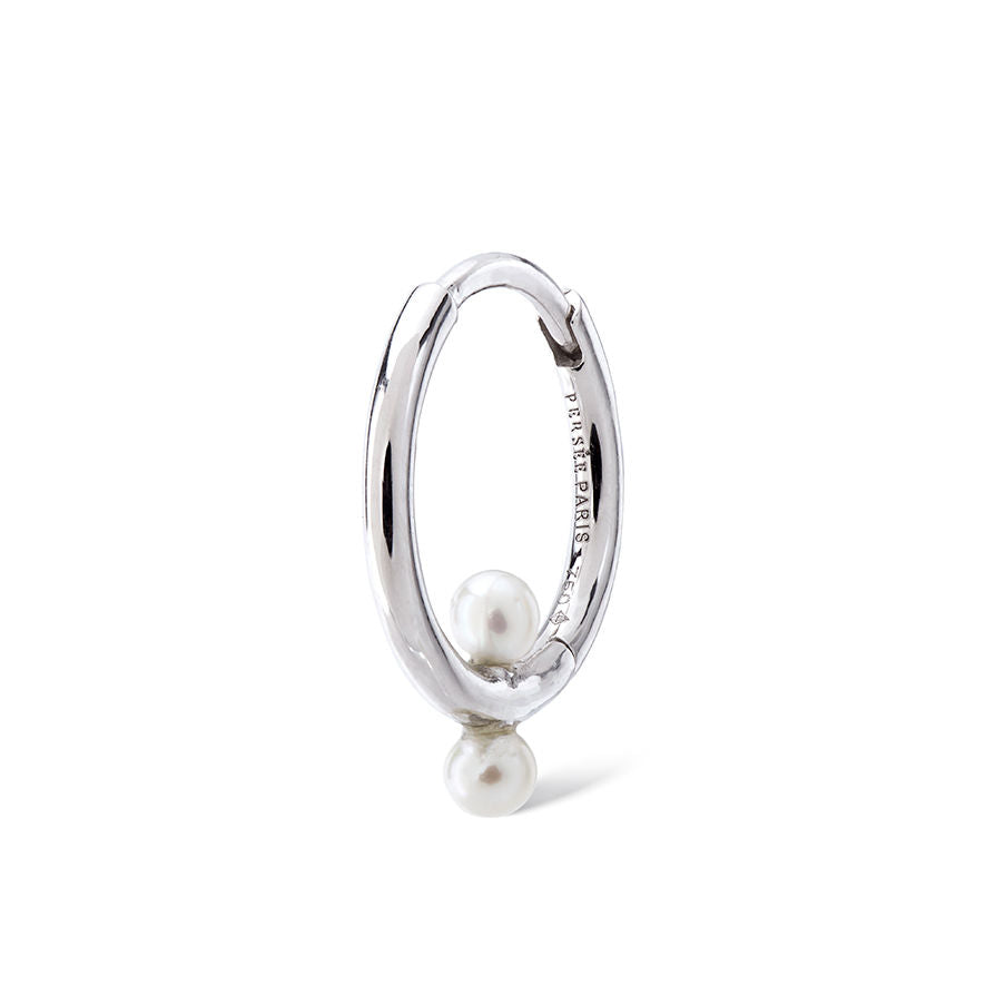 Beaded Piercing 18K Gold, Whitegold or Rosegold Hoop w. Pearls