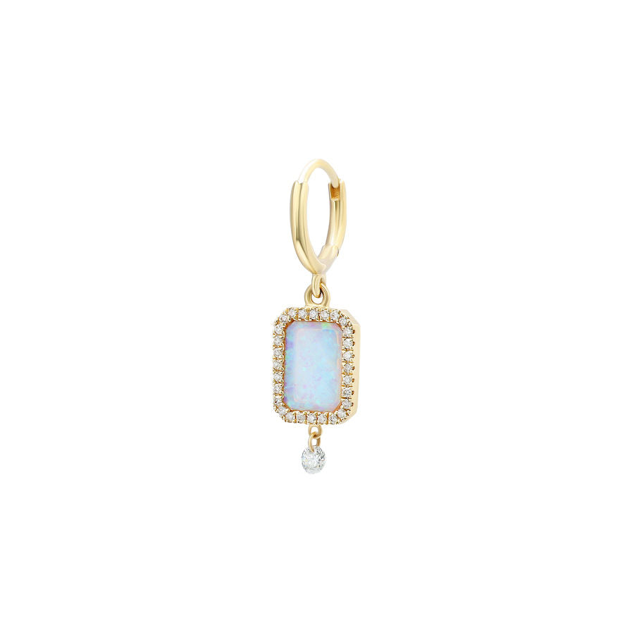 Piercing Semi Precious 18K Gold Earring w. Opal & Diamonds