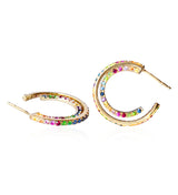 Josephine 18K Gold Earrings w. Sapphires, Tsavorites, Rubies & Amethysts