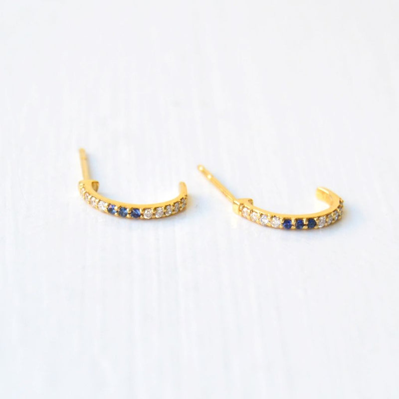 Nina 18K Gold Earrings w. Sapphires & Diamonds