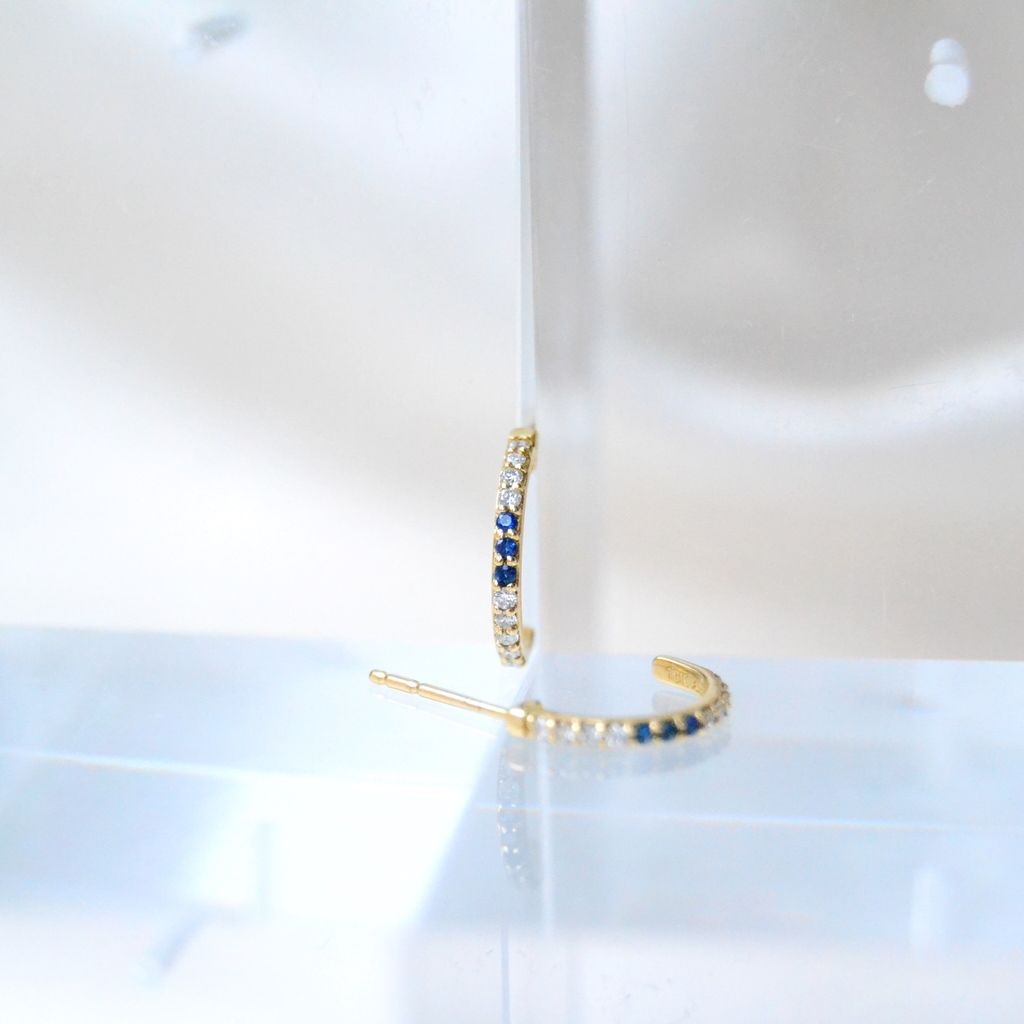 Nina 18K Guld Øreringe m. Safirer & Diamanter