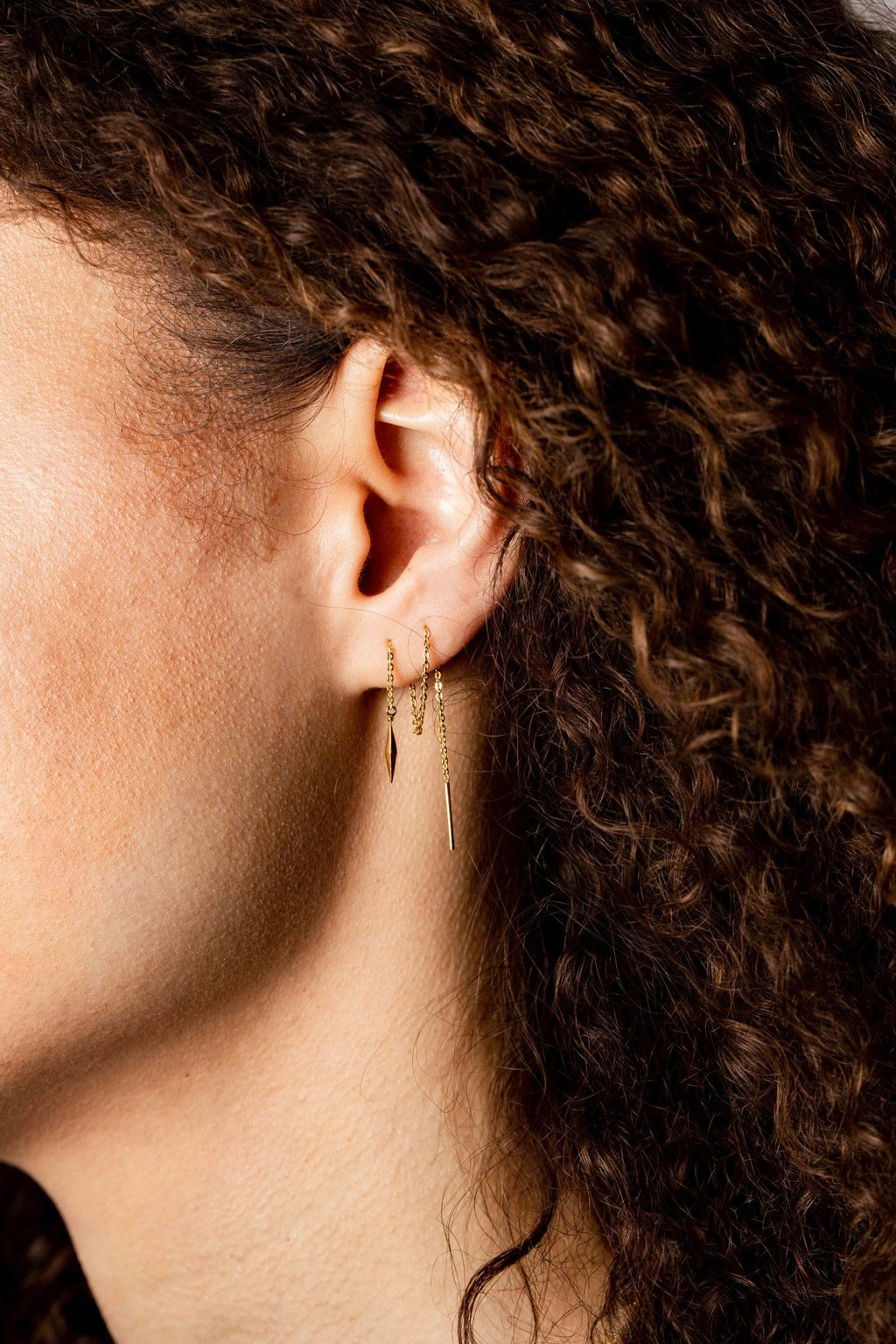 IX Spear Gold Plated Earring