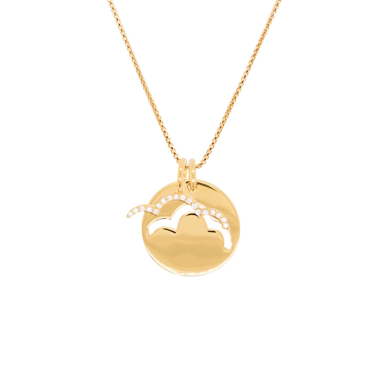 Double Charm Air 18K Gold Plated Necklace w. Zirconia