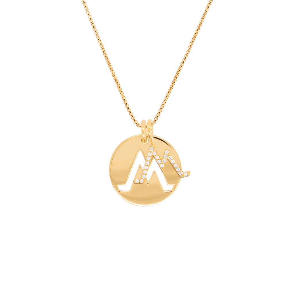 Double Charm Earth 18K Gold Plated Necklace w. Zirconia