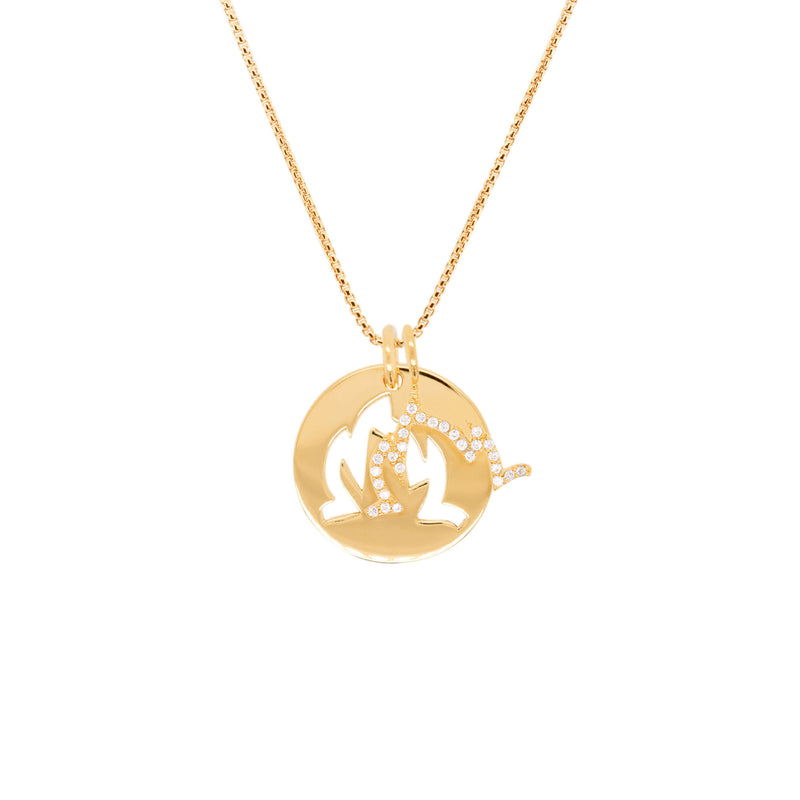 Double Charm Fire 18K Gold Plated Necklace w. Zirconia