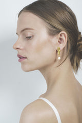 The Empress Earrings Gold Plated, White Pearls