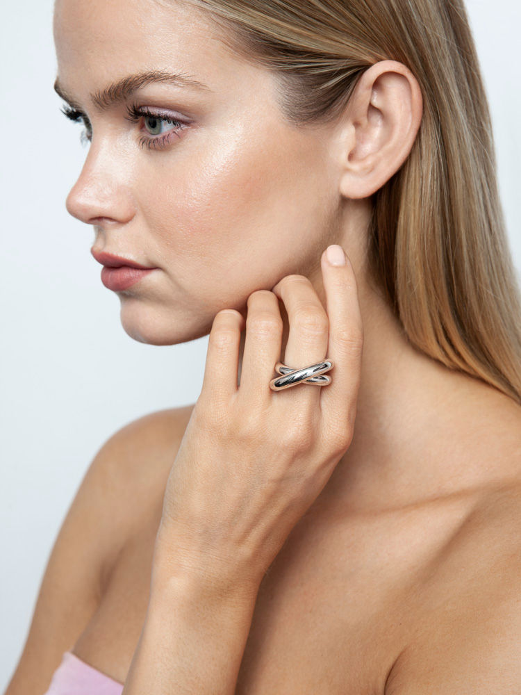 Infinity Loop Stor 18K Hvidguld Ring