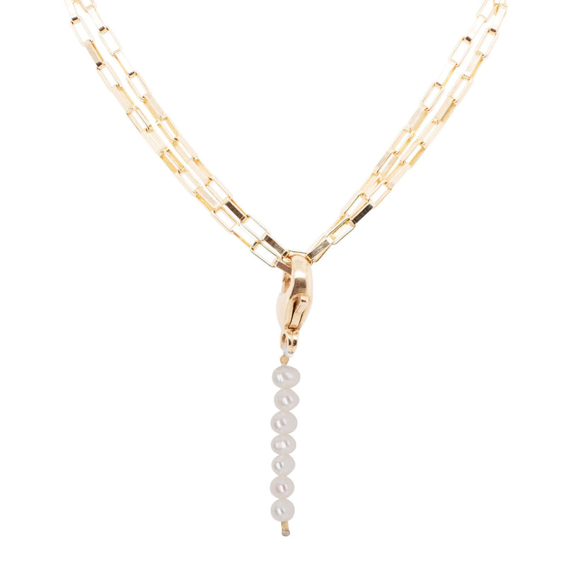 Multi Gold Plated Necklace w. Pearl