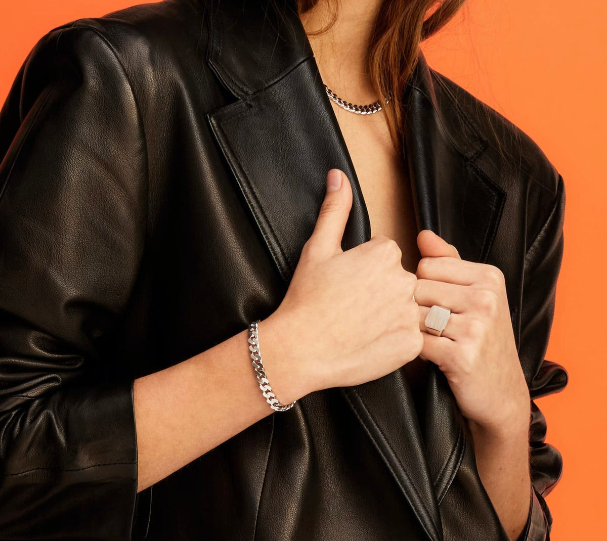 IX Chunky Curb Sølv Armbånd