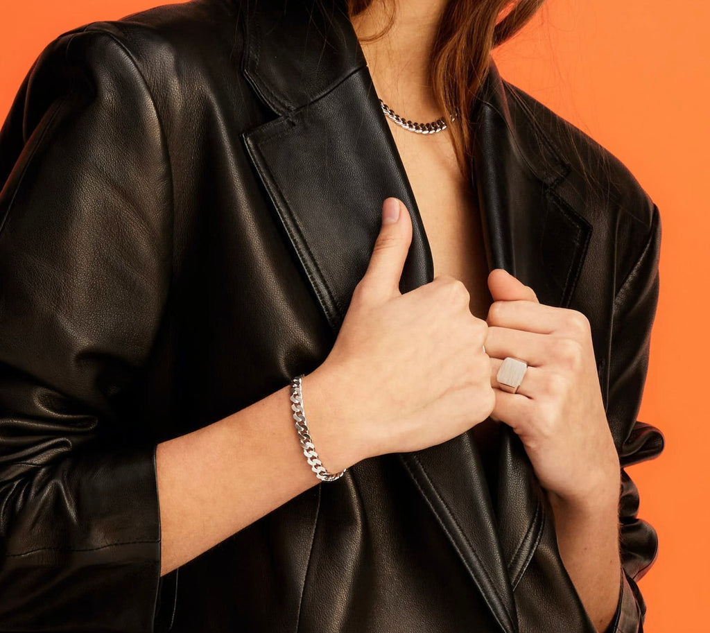 IX Chunky Curb Silver Bracelet