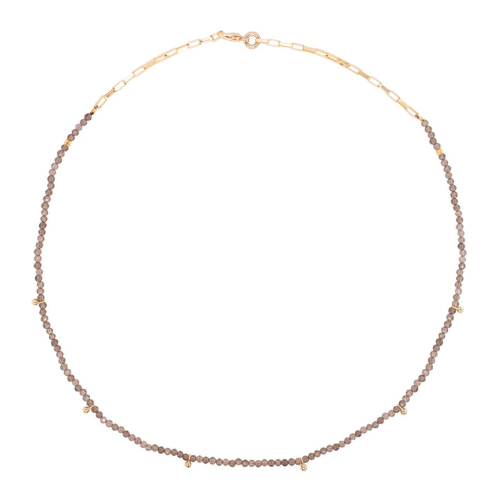 Smoky Gold Plated Necklace w. Quartz